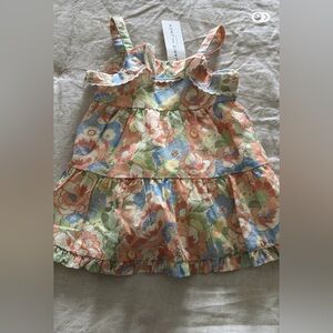 Janie and Jack Floral Pastel Dress with Lace Trim